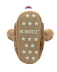 Robeez beige suede outsole with star pattern and visible brand logo.