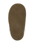 Brown suede outsole with Robeez logo on heel.