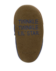 Brown suede outsole with 'Twinkle Twinkle Lil' Star' text and Robeez logo.