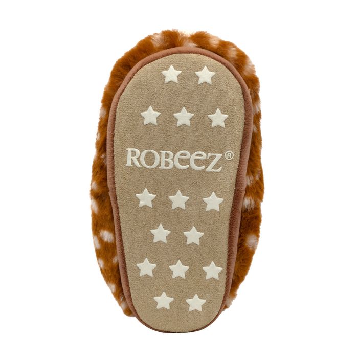 Beige outsole with white star pattern and Robeez logo on middle.