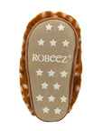 Beige outsole with white star pattern and Robeez logo on middle.