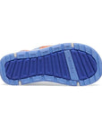 Bottom view of lavender Kids Merrell Panther 3.0 sandal showing non-slip rubber outsole designed for reliable grip in wet conditions.