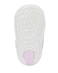 White Soft Motion treaded outsole with pink Stride Rite logo on heel.