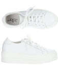 Top and profile view of Maya platform sneaker. Featuring white laces and a white outsole.