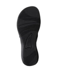 Bottom view of Clarks Breeze Reyna sandal in black, featuring a durable, slip-resistant sole with Clarks branding.