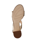 Outsole view of Clarks Ezoria Sling Sandal showing textured sole for grip and comfort in women's leather heeled sandals.