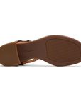Bottom view of brown Clarks Jaylan Ray Heeled Sandal showing durable sole with textured grip for secure walking comfort.