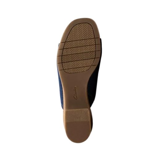 Outsole view of Clarks Nerisa Vine Heeled Sandal showing flexible grip sole for added traction and comfort.