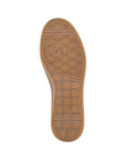 Tan rubber outsole with light tread and Remonte logo on heel and symbol at ball of foot.