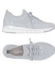 Top and side views of light grey Women's Remonte R6712 Slip-On Sneaker showing SoftFoam insole and breathable knit upper.