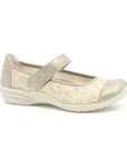 Women's Remonte R7627 Mary-Jane Flat in beige with stretch mesh upper, adjustable strap, and cushioned sole for lightweight comfort.