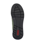 Black light treaded outsole with red Rieker logo on heel.