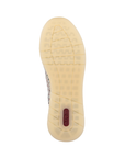 Tan outsole with light tread pattern and red Rieker logo on heel.