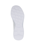 White outsole with geometric treaded outsole with Rieker logo on heel.