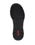 Black light treaded outsole with red Rieker logo on heel.