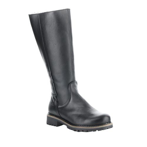 Women's Bos&Co Hudson Tall Boot in sleek black leather, insulated waterproof boot designed for winter durability and comfort.