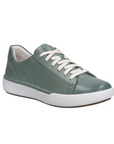 A Josef Seibel sneaker in sage leather with white laces and a white midsole.