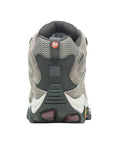 Rear view of Women's Merrell Moab 3 Mid WP Boot highlighting padded collar and heel loop for easy wear and ankle support on trails.