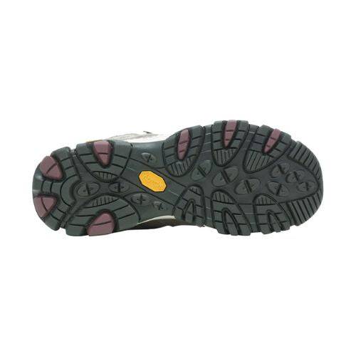 Outsole of Women's Merrell Moab 3 Mid WP Boot featuring Vibram traction lugs for superior grip on wet and uneven hiking terrain.