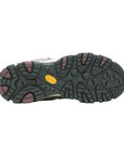 Outsole of Women's Merrell Moab 3 Mid WP Boot featuring Vibram traction lugs for superior grip on wet and uneven hiking terrain.