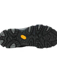 Vibram sole of grey Women's Merrell Moab 3 Mid WP Boot designed for enhanced traction and stability on rocky and wet hiking paths.