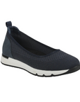 Women's Romiks Naomi 02 Ballet Flat in navy with breathable mesh upper and sporty sole, perfect for lightweight vegan comfort.