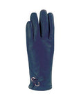 Women's Auclair 2 Grommets & Bow Leather Gloves in navy blue featuring stylish bow and grommet accents, ideal for touchscreen use in cooler temps.