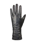 Women's Auclair Eleanor Gloves in black leather, featuring a sleek, lightweight design ideal for stylish comfort in cool weather.