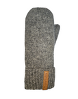 A grey wool mitten with Auclair logo on the cuff.