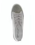 Top view White leather sneaker with silver rhinestones covering the toe and midsole, white laces and white Bernie Mev logo'd footbed.