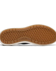 Bottom view of Clarks Nalle Step Knit Sneaker in blue. Rubber outsole with patterned tread for grip and durability in everyday activities.