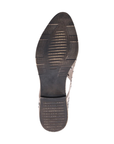 Light treaded outsole with low stacked heel.