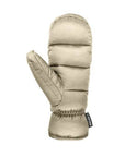 Side view of beige Women's Auclair Kayla Winter Mittens showing thumb design and elastic wrist for a snug, cozy fit.