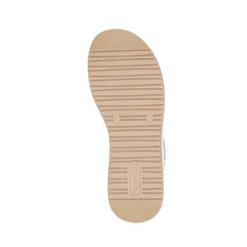 Outsole view of beige Remonte D1J55 women's backstrap sandal showing textured grip and flexible sole for enhanced traction.