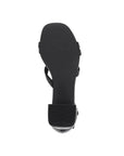 Bottom view of black Remonte D1L51 sling-back heel highlighting the non-slip sole and sturdy heel construction.