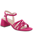 Women's Remonte D1L52 Sling-Back Heel in vibrant pink with sturdy block heel and strappy upper, ideal for stylish summer wear.