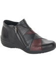 Women's Remonte R7674 Ankle Boot in genuine leather with side zipper and burgundy accents, ideal for fall fashion and everyday wear.