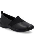 Women's Rieker L1790 leather loafer in black with slip-on design and shock-absorbing sole, ideal for casual comfort and everyday wear.