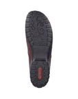 Black rubber outsole with red Rieker logo on heel.