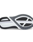 Outsole of black Women's Saucony Progrid Echelon 9 Walking Shoe showing durable tread pattern for traction and support.