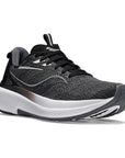 Women's Saucony Progrid Echelon 9 Walking Shoe in black with white sole, offering comfort and support for daily walking and casual wear.