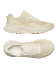 Pair of Beige sneakers with cushioned lugged outsole, light accents, and mesh upper.
