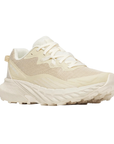 Beige sneaker with cushioned lugged outsole, light accents, and mesh upper.