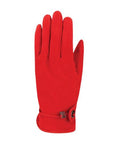 Women's Auclair Jade suede leather glove in vibrant red with adjustable cuff and sleek design, ideal for stylish winter wear.