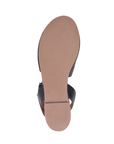 Tan light treaded outsole of sandal.