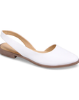 White slingback flat shoe on a white background