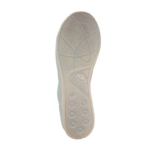 Outsole of yellow Cloud Aika women's sneaker showing flexible, cushioned sole with circular grip pattern for all-day comfort.