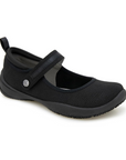 Women's Jambu Merry Mary-Jane Flat in black with breathable stretch upper, Velcro strap, and durable outsole for all-day comfort and style.