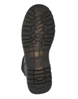 Black lugged outsole of Chelsea boot with Josef Seibel logo stamped in middle.