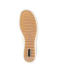 Tan light treaded outsole with green Remonte logo on heel.